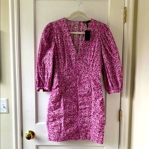 Maje Floral Pink Cotton Eyelet Dress, size 40. NWT